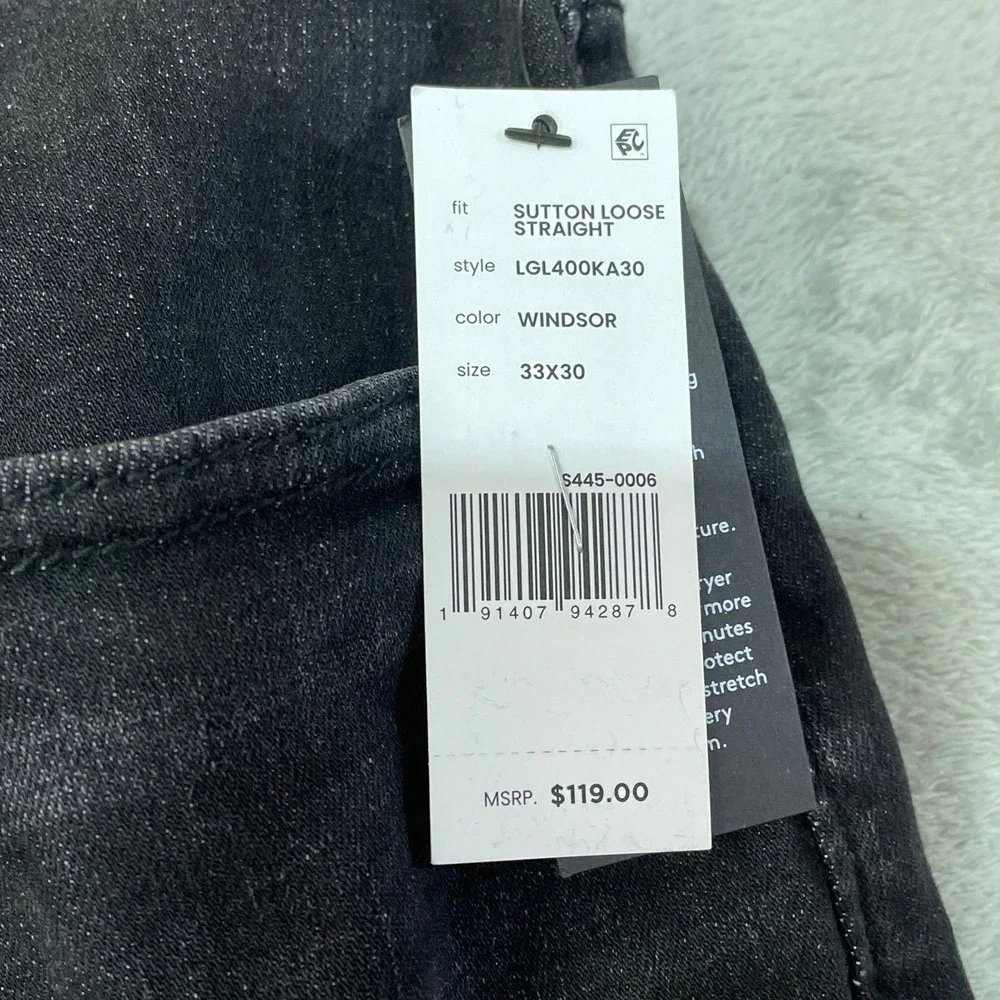 NWT Liverpool Sutton Loose Straight Jeans Men's 33x30 Windsor Black Cotton Denim